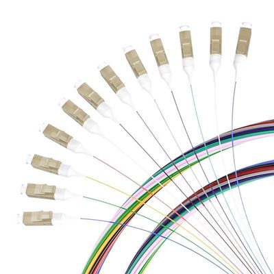 comprare Customized Lengths 12 Cores LC/APC Singlemode Fiber Optic Pigtail for FTTN Connection fabbricazione online
