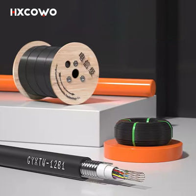 comprare Alta velocità HXCOWO Aerial Single Mode GYXTW Outdoor 12Core G652D Tube HDPE Jacket Cablo ottico a fibra blindata fabbricazione online
