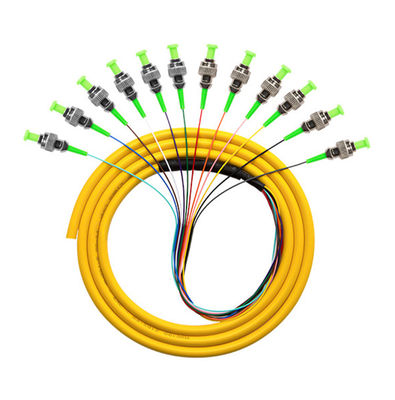 comprare PVC LSZH HXCOWO ST APC Connector SM MM 12 Core 1M Or Customized Length Fiber Optic Pigtail fabbricazione online