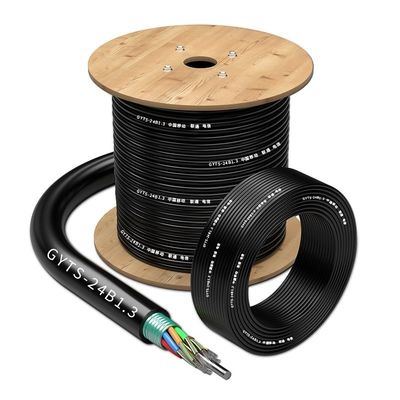 comprare Black G72B1.3 G652D 36B1.3 PE Outdoor Armored Fiber Optic Cable For Overhead Pipeline fabbricazione online